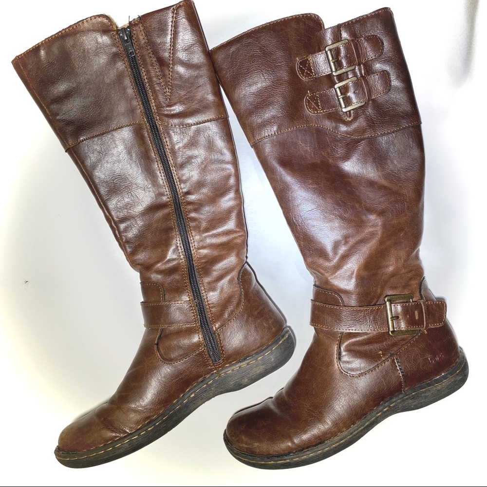 Tall Brown Zipper Boots